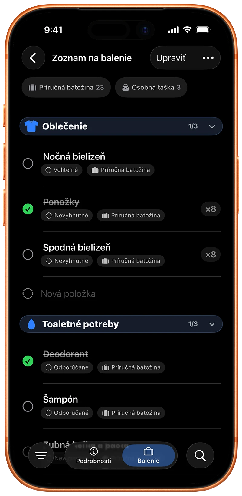Zoznam na balenie